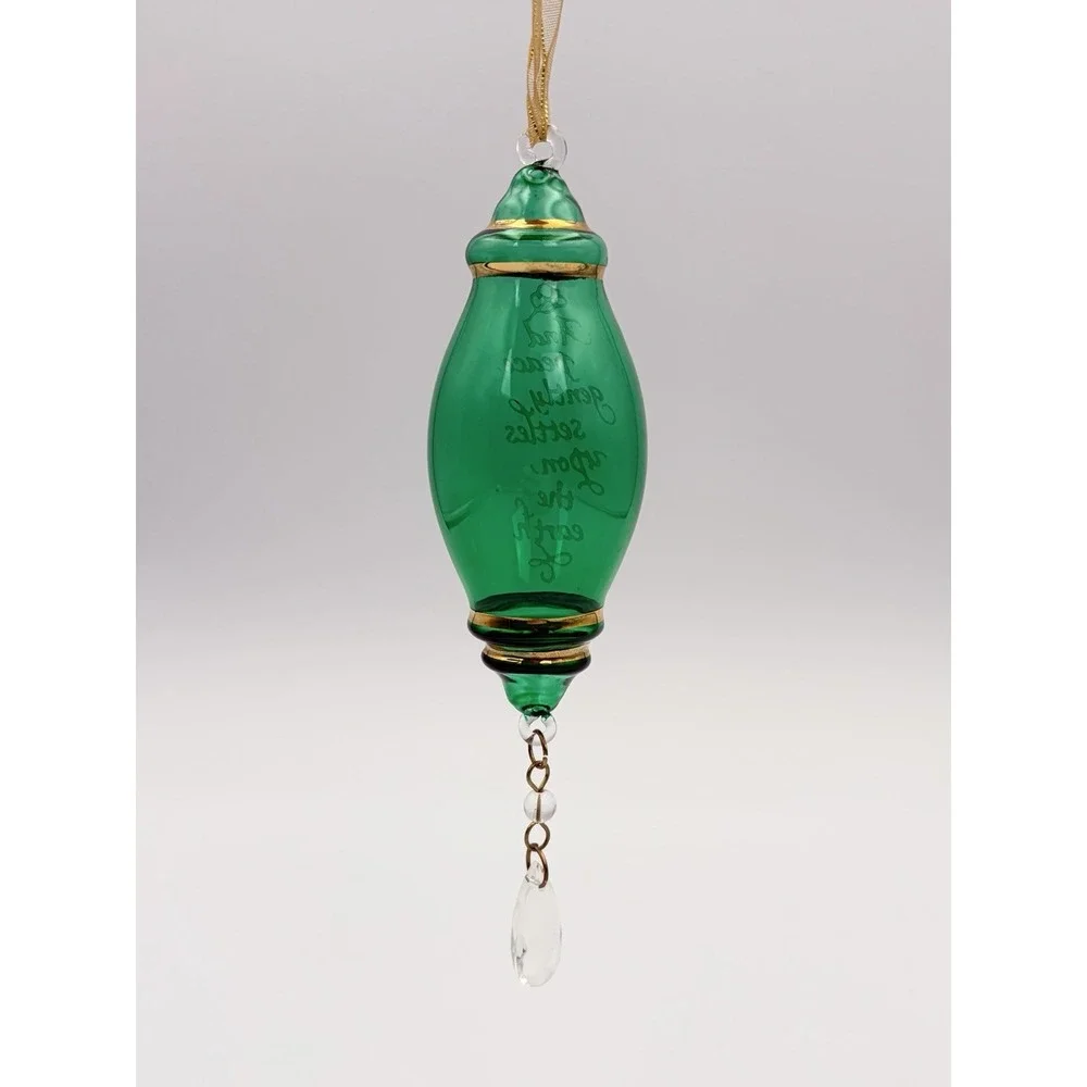 Hallmark Keepsake Ornament Perfect Harmony Etched Glass Green Gold 2002 Vintage